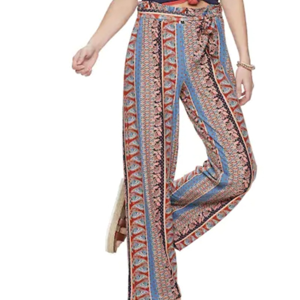 Juniors' Pink Republic Paperbag Waist Peached Pant